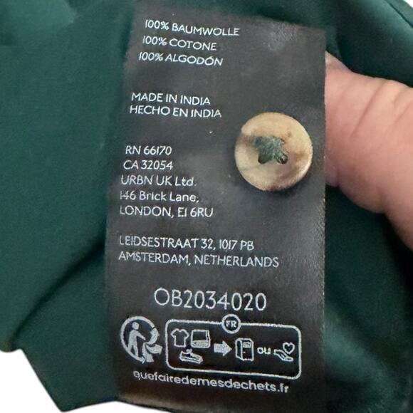 Anthropologie Long-Sleeve Belted Front-Zip Midi Dress Size Medium Green NEW - Picture 7 of 7